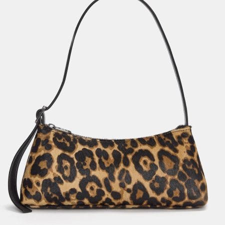 Animal print leather shoulder bag