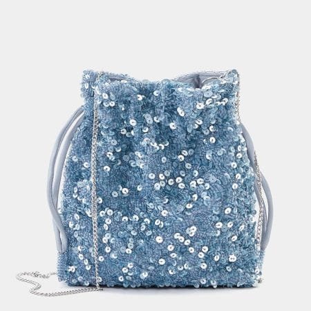 Sequinned bucket bag