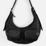 Black shoulder bag with pockets