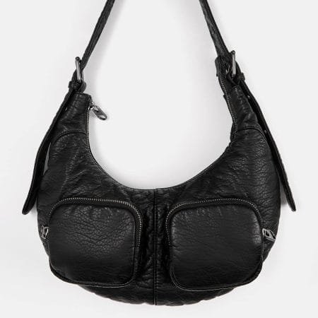 Black shoulder bag with pockets