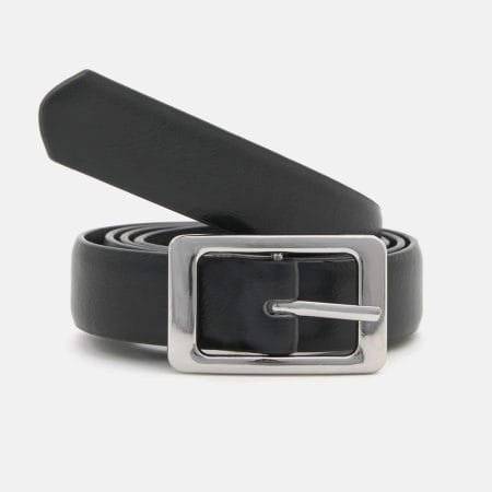 Faux leather black belt